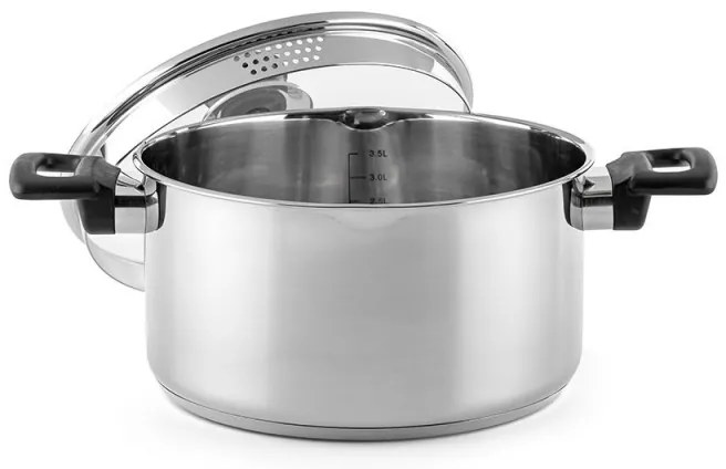 Тенджера Luigi Ferrero Sophia FR-3404, 22x12 см, 4.2 л, Стомана 18/10, Стъклен капак, Индукция, Инокс