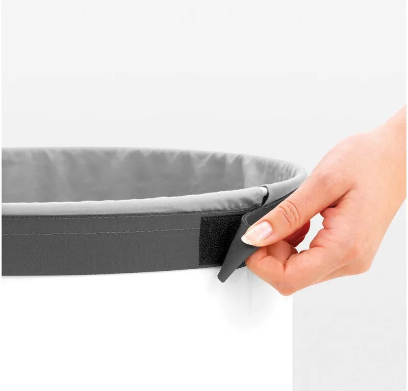 Кош за пране Brabantia 90300241, 60 л, Корков капак, Пълнене без отваряне, Вентилационни отвори, Бял