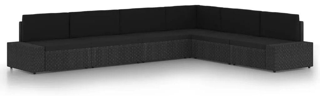 3067139 vidaXL Градински комплект с възглавници, 6 части, полиратан, черен