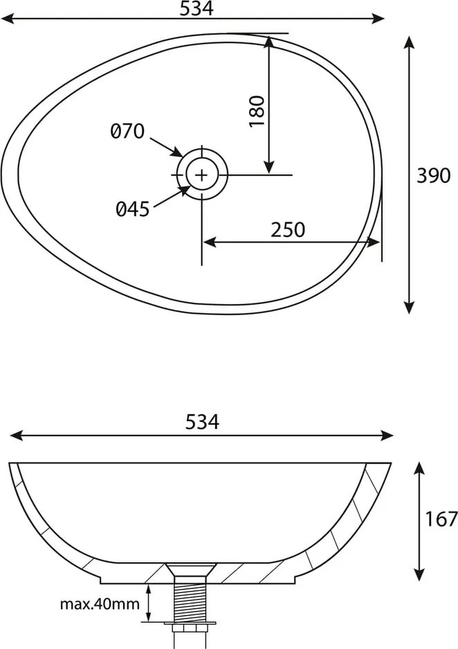 Тъмносива бетонна мивка 53x39 cm Punc – Sapho