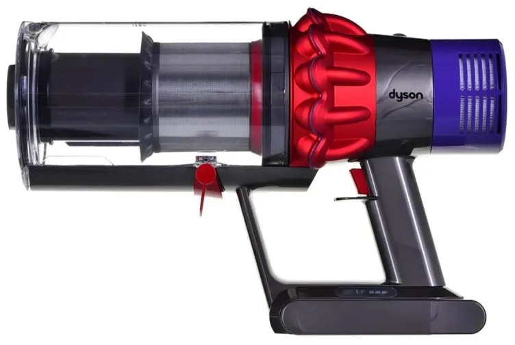 Вертикална прахосмукачка Dyson V10 Origin 394464-01, 525W, 151AW, 0.76l, 125000 об/мин, 60 мин, 3 режима, Motorbar четка, Никел/червен