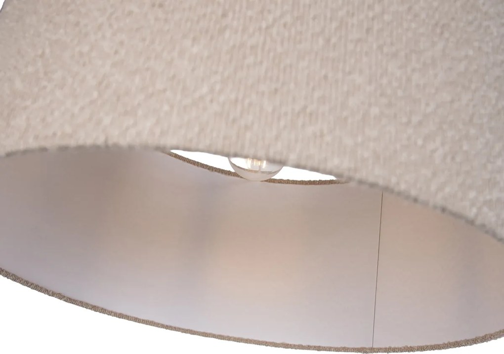 Регулируема черна подова лампа с бежов плюшен абажур 50 см - Editor