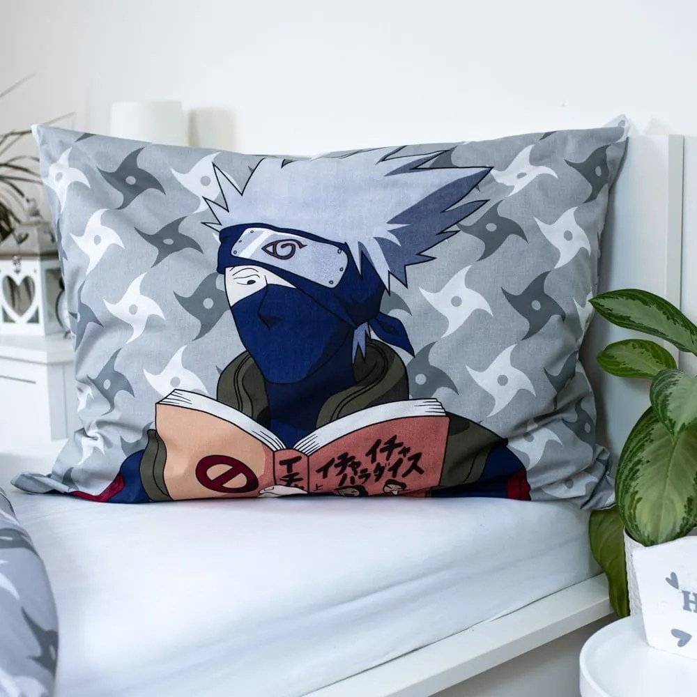 Единично памучно детско спално бельо 140x200 cm Naruto "Grey" – Jerry Fabrics