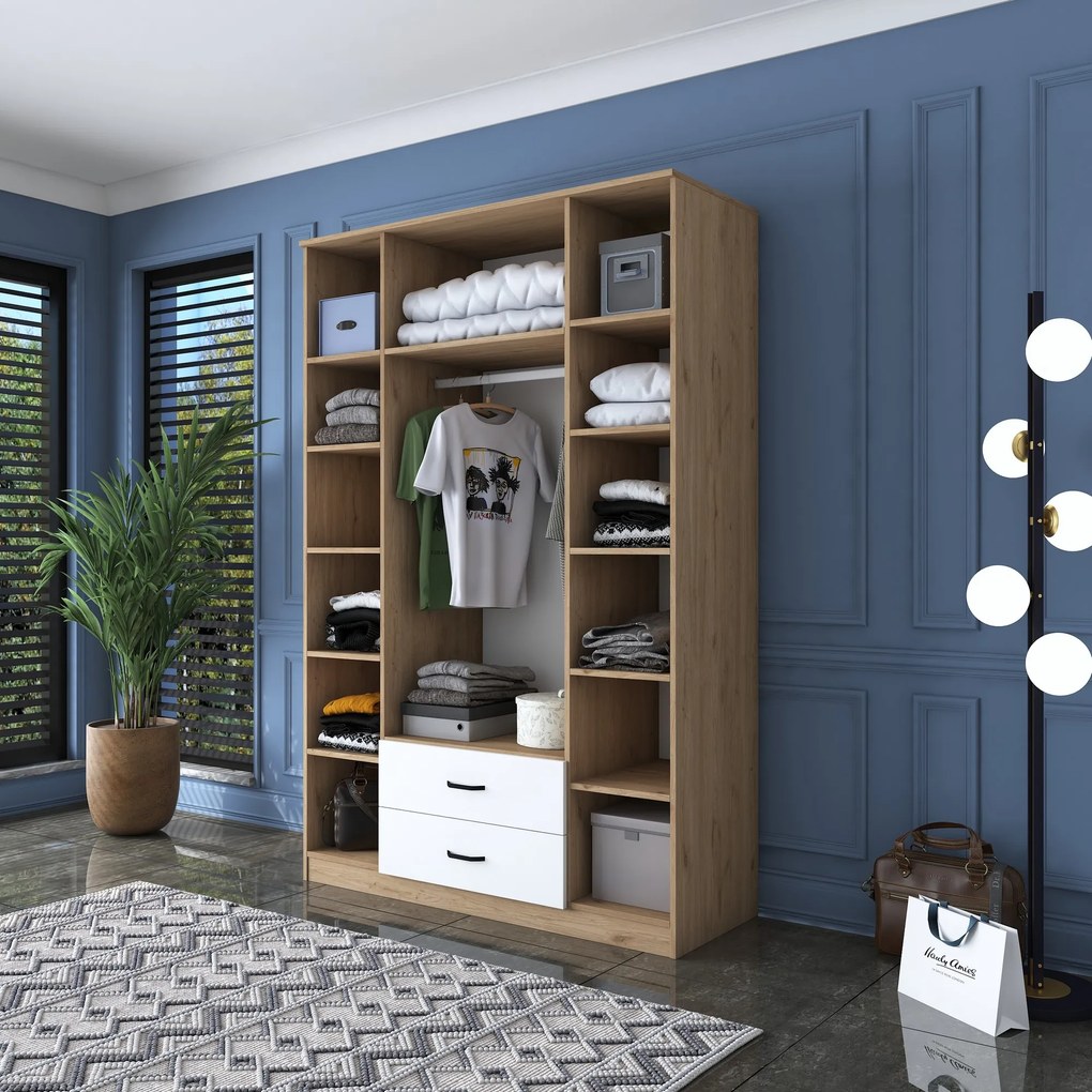 Гардероб BA131, цвят Орех Бял