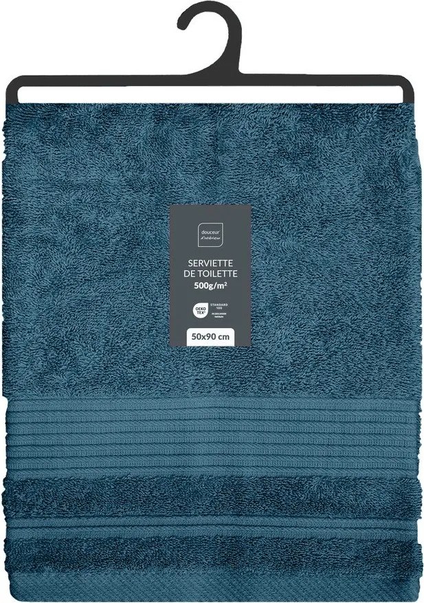 Тъмносиня памучна кърпа от тери 50x90 cm Tendresse – douceur d'intérieur