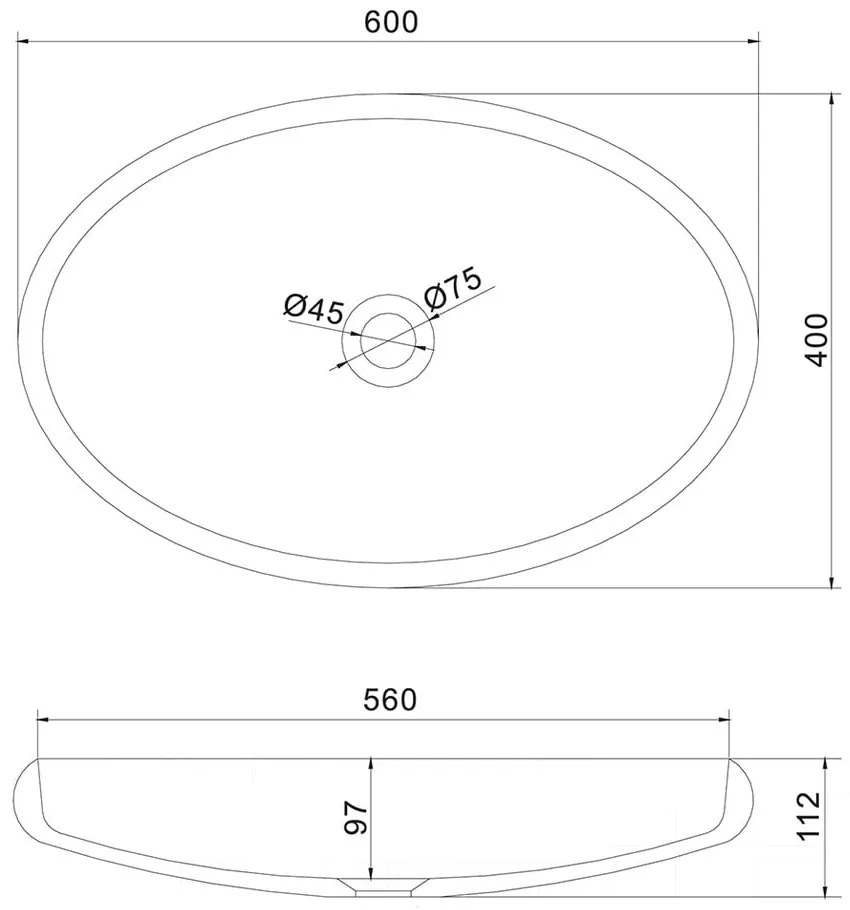 Бял овален умивалник , 60 x 40 cm Thin - Sapho