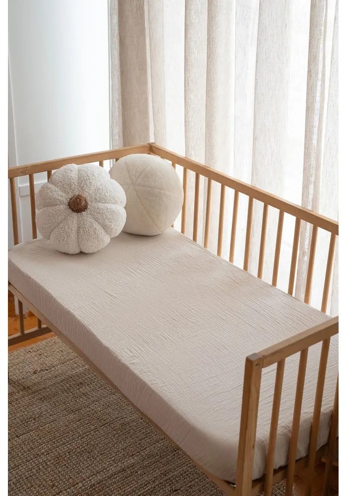 Бежов еластичен муселинов детски чаршаф 60x120 cm Burumcuk – Mijolnir