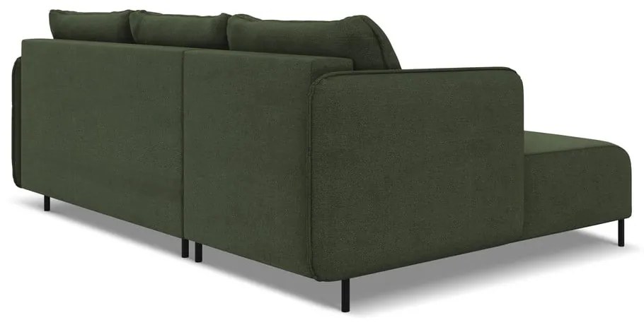 Зелен разтегателен ъглов диван с място за съхранение (ляв ъгъл) Luana – Makamii