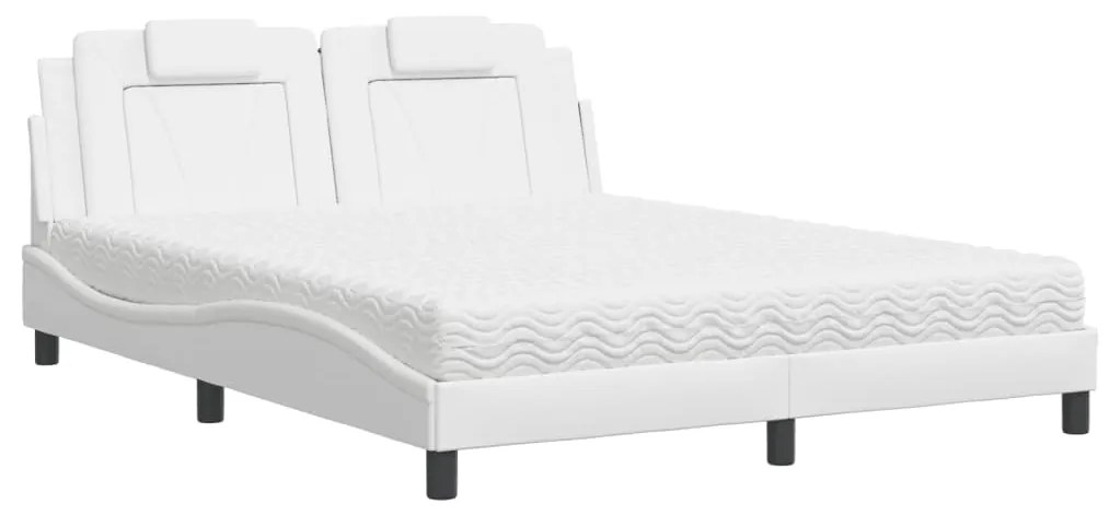 3208804 vidaXL Легло Viana без матрак, бяло, 160x200 см, изкуствена кожа