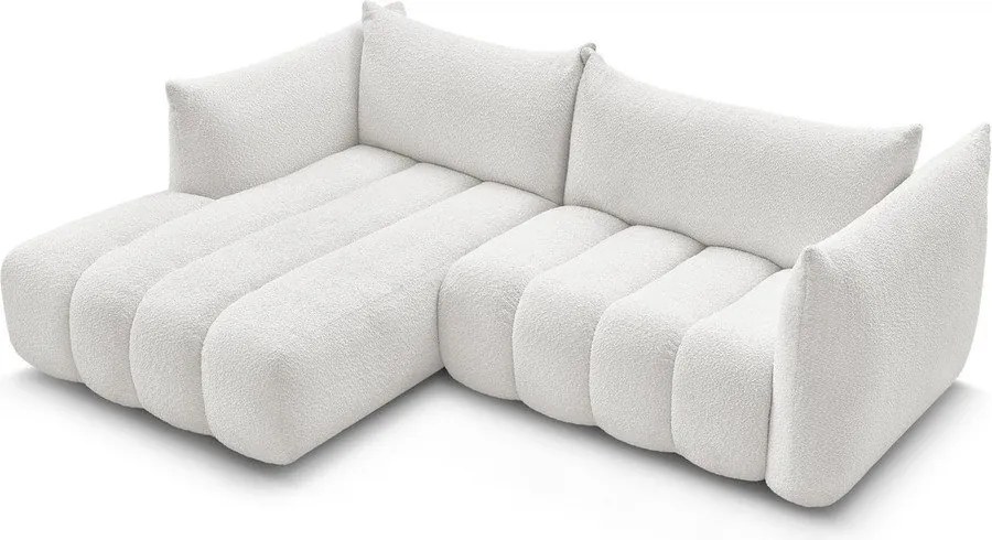 Бял ъглов диван от прежда с примки от букле (ляв ъгъл) Azra – Bobochic Paris