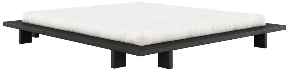 Черно двойно легло от борова дървесина с решетка 180x200 cm Japan - Karup Design