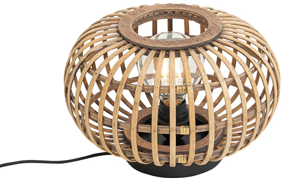 Ориенталска настолна лампа черна с бамбук - Amira