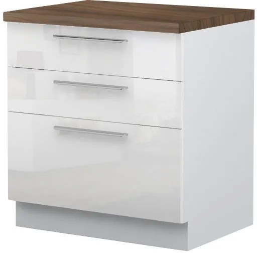 Подов шкаф Raval R-80-3F-White - White glossy