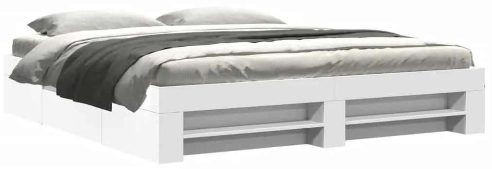 3295443 vidaXL Рамка за легло, бяло, 200x200 см, масивно дърво