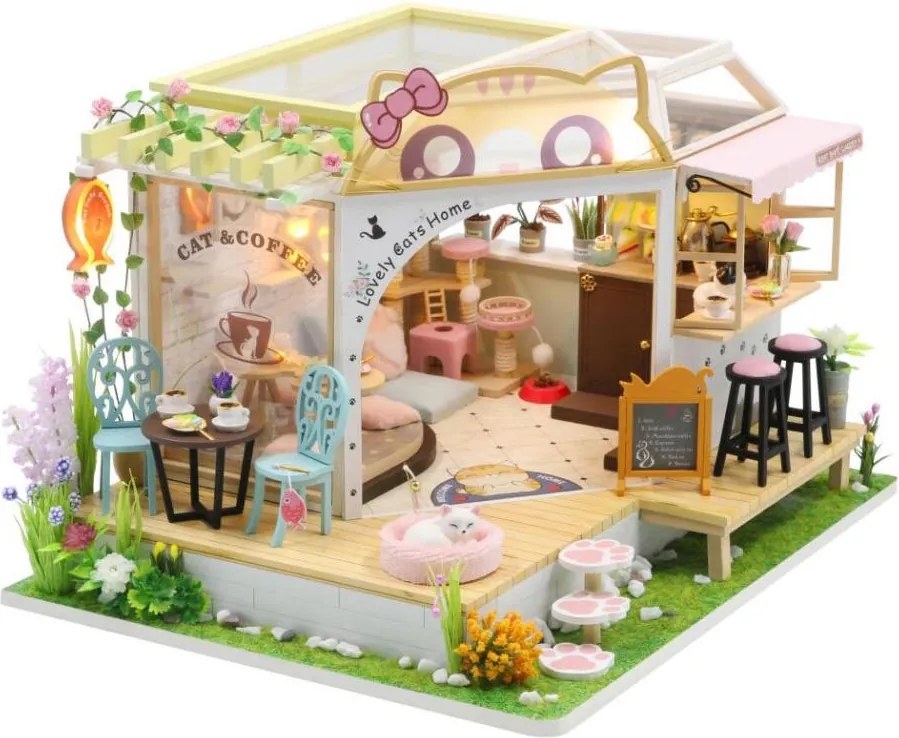 2Kids Toys - Детска къща Котешко кафене с градина 2xAAA