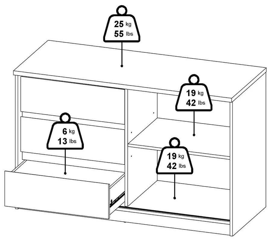 Скрин от дъбов декор с плъзгащи се врати в естествен цвят 119x76x50 cm Naia – Tvilum