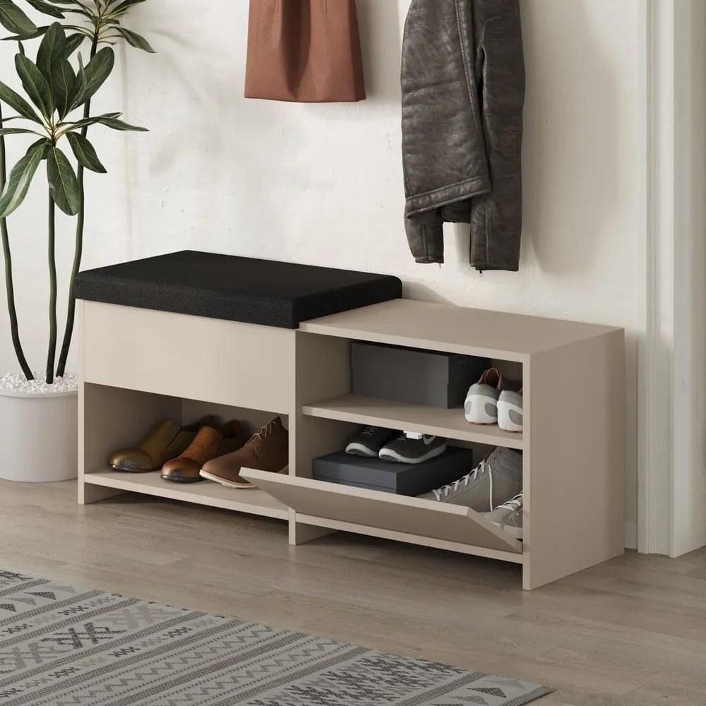 Кремава стойка за обувки с място за сядане Romi – Marckeric