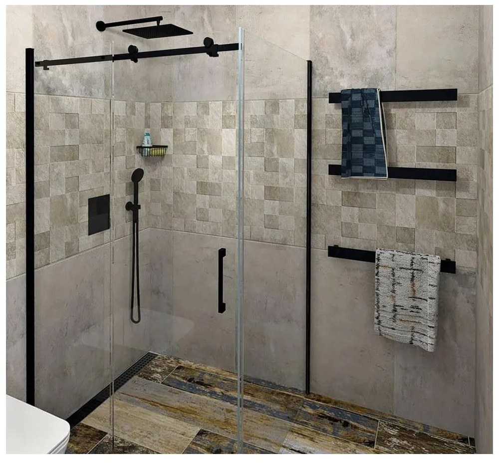 Матово черна стенна поставка за кърпи Patron – Sapho