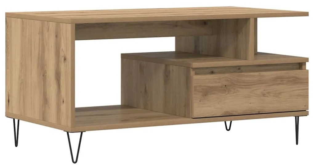 857453 vidaXL Маса за кафе, дъб артизан, 90x49x45 см, инженерно дърво