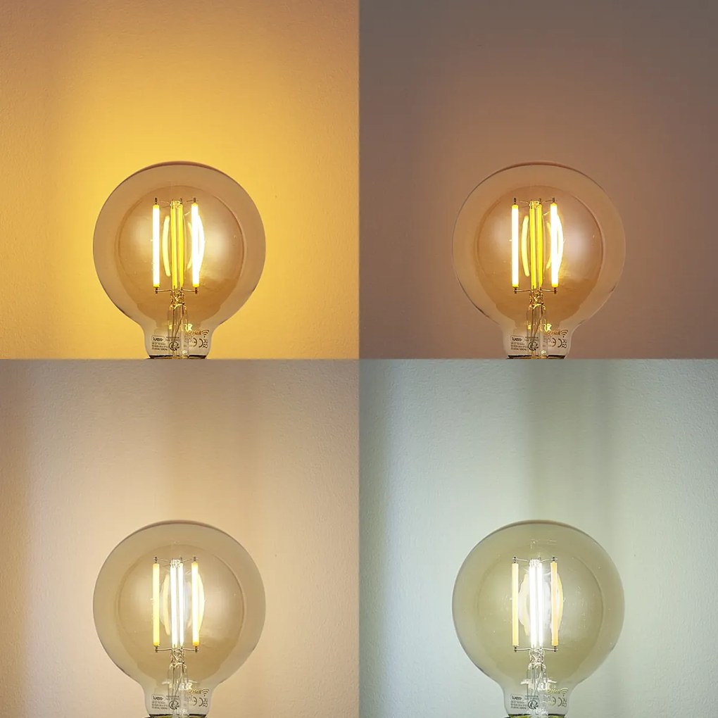 Смарт E27 димируема LED крушка G95 златна 7W 806 lm 1800-6500K