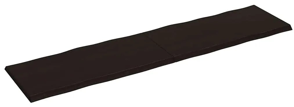 364048 vidaXL Плот за маса тъмнокафяв 200x50x(2-4) см обработен масивен дъб