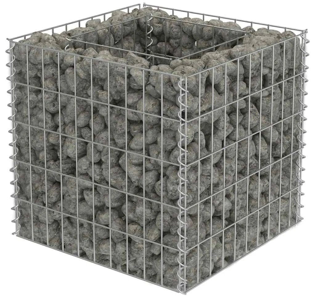 143570 vidaXL Габион повдигната леха, поцинкована стомана, 50x50x50 cм