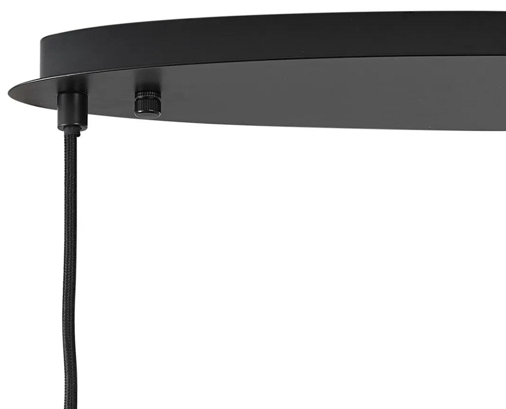 Дизайнерска висяща лампа черна с опушено стъкло овална 5-лампи - Mochan