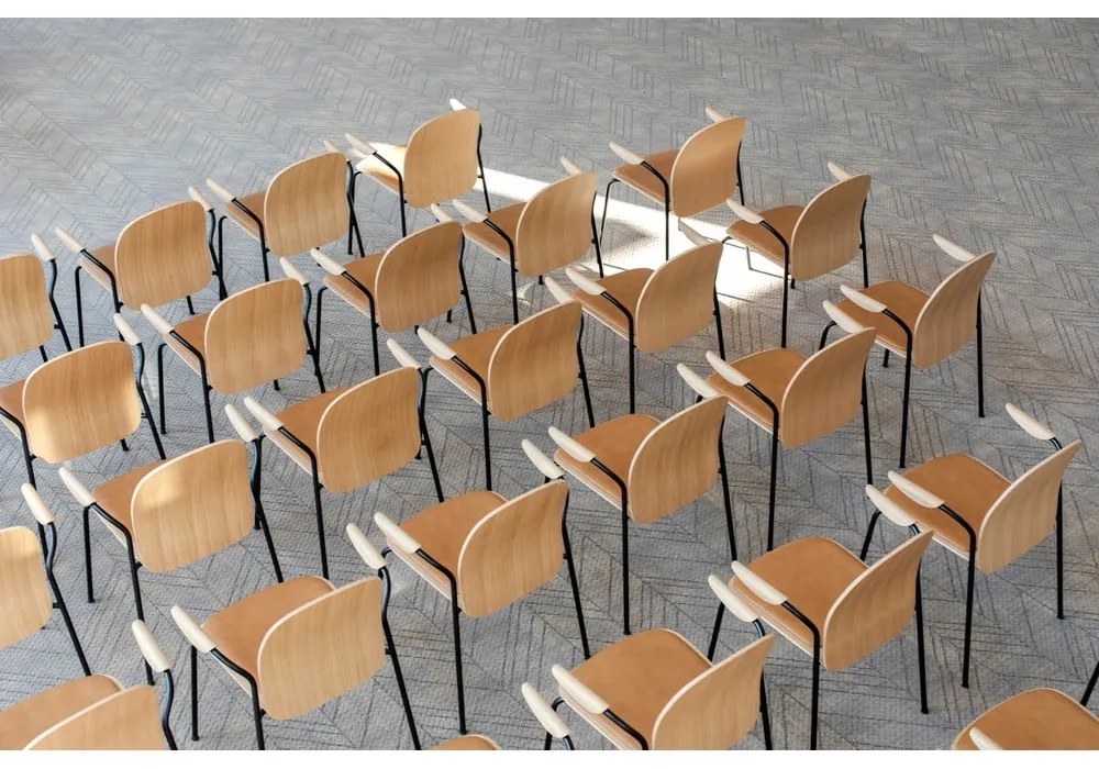 Трапезни столове в комплект с подлакътници/за подреждане 2 бр. от декор от дъб в цвят кафяв коняк/в естествен цвят Book – Gazzda