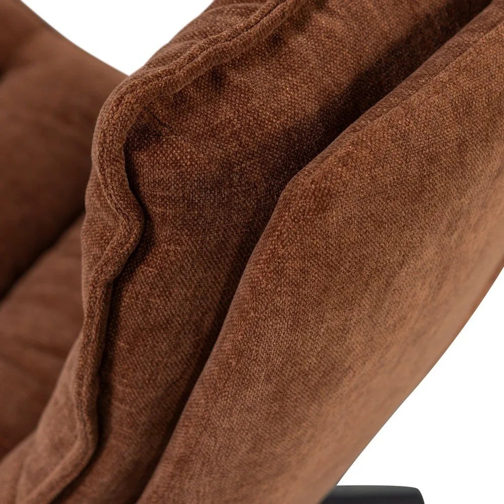 Кафяв въртящ се шенилов фотьойл с табуретка Kube – WOOOD