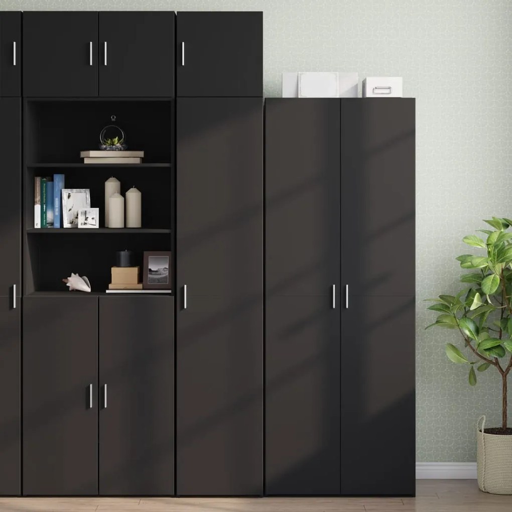 Sonata H Тесен шкаф за съхранение черен 40x42,5x225 см инженерно дърво