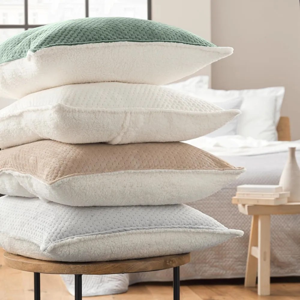 Зелено комплект шалте и калъфка за възглавница от шерпа 220x240 cm Mylene – douceur d'intérieur