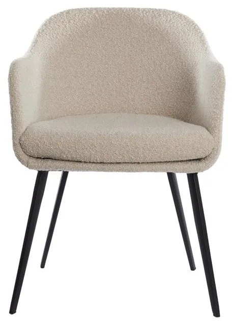 Кремав тапициран трапезен стол с подлакътници Leone – Light & Living