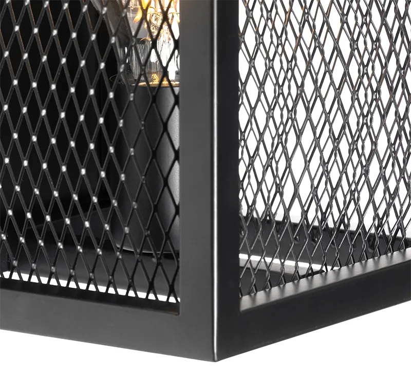 Индустриален стенен аплик черен с мрежа - Cage
