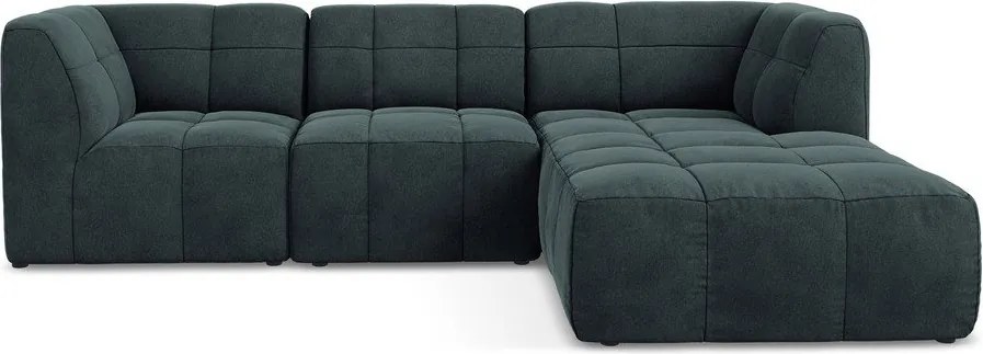 Син кадифен ъглов диван (десен ъгъл) Aloha – Makamii