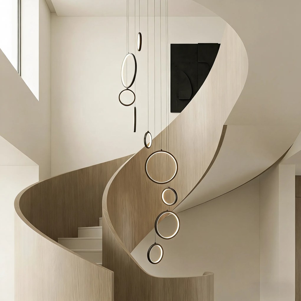 Дизайнерска висяща лампа черна 9-лампи вкл. LED 3-степенно димиране - Vide Anella