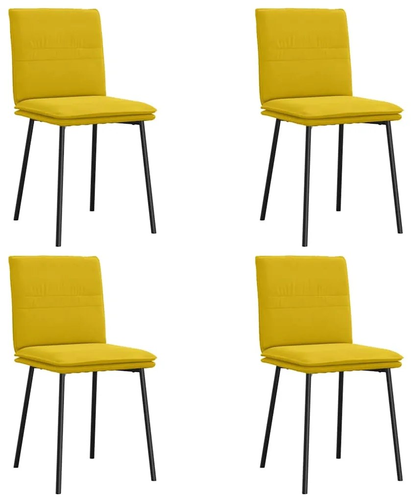 3315351 vidaXL Трапезни столове, 4 бр, жълти, кадифе