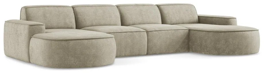 Бежов шенилов ъглов диван (U форма) Omao – Makamii