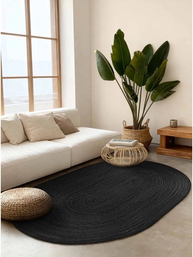 Черен двустранен ръчно изработен ютен килим 160x230 cm Braided – Hanse Home