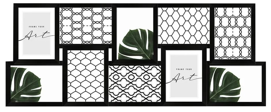 Черна пластмасова рамка за стена 75x30 cm