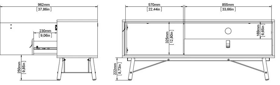 Маса за телевизор от дъбов декор в естествен цвят 150x60x40 cm Ry – Tvilum
