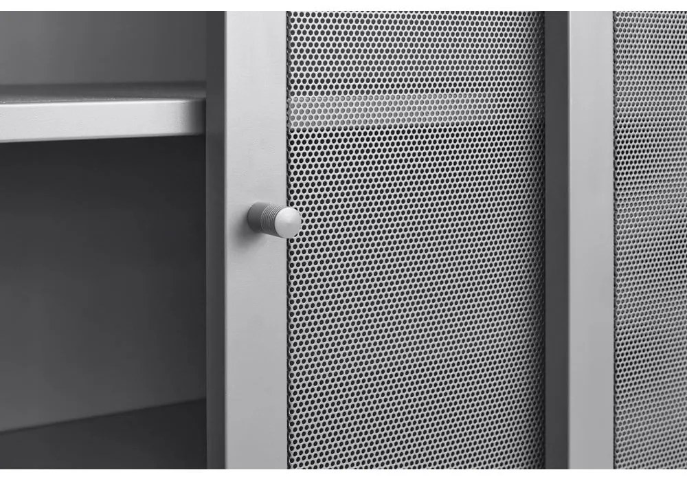 Сиво метално шкафче с плъзгащи се врати 90x140x40 cm Veep – Unique Furniture