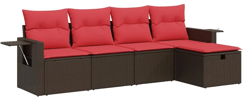 3325470 vidaXL Градински комплект с възглавници, 5 части, кафяв полиратан