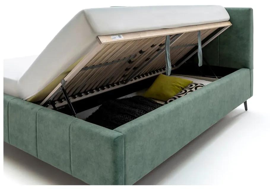 Зелено двойно легло с решетка и място за съхранение , 180 x 200 cm Lizzano - Meise Möbel