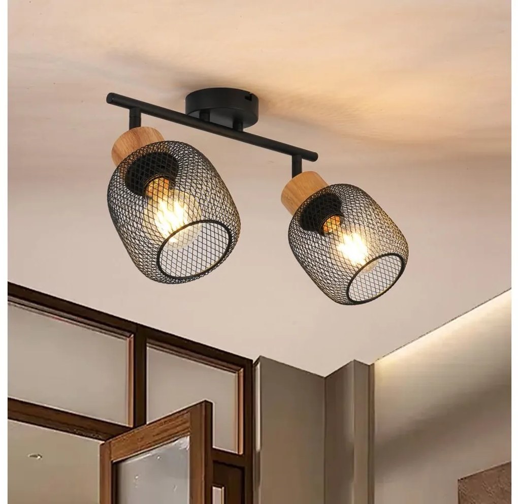 Brilagi - Точково осветително тяло BASKLITE 2xE27/15W/230V каучуково дърво/черно