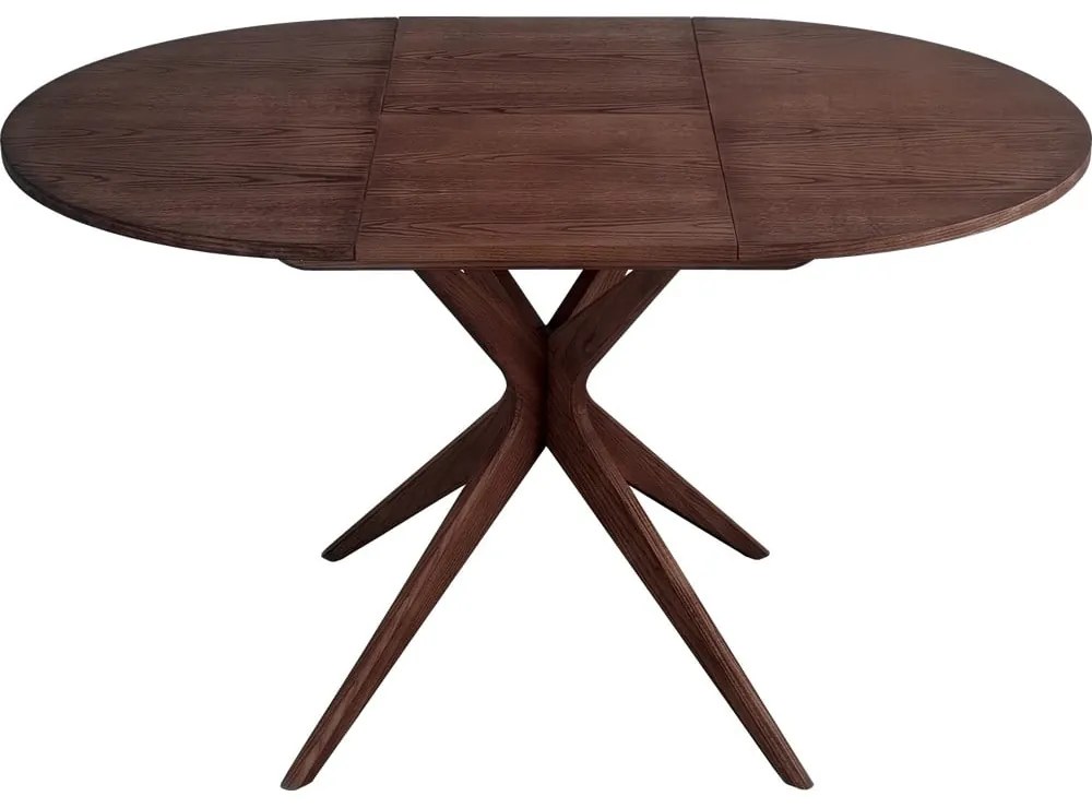 Кръгла сгъваема трапезна маса с допълнителна плоча от декор от орех ø 90 cm Jubi – Ragaba