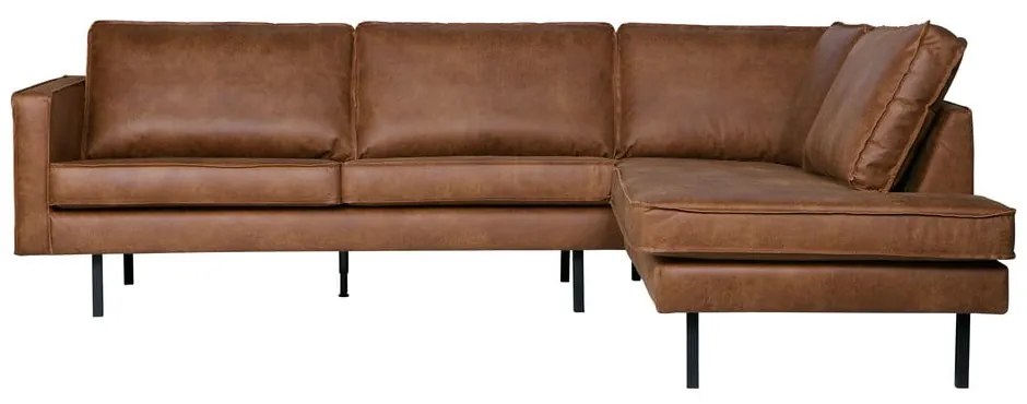 Кафяв ъглов диван от изкуствена кожа (десен ъгъл/L форма) Rodeo – WOOOD