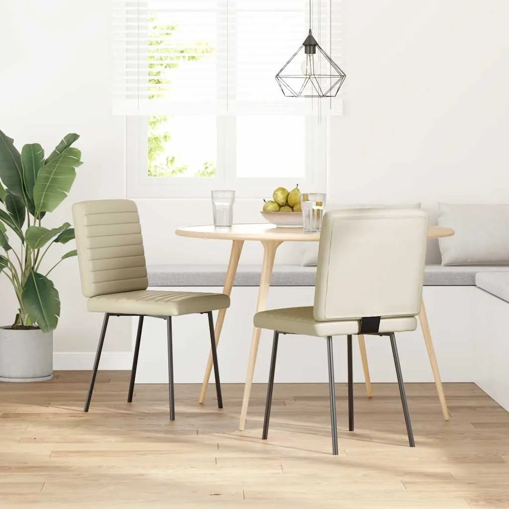 4101167 vidaXL Трапезни столове, 2 бр, кремави, изкуствена кожа