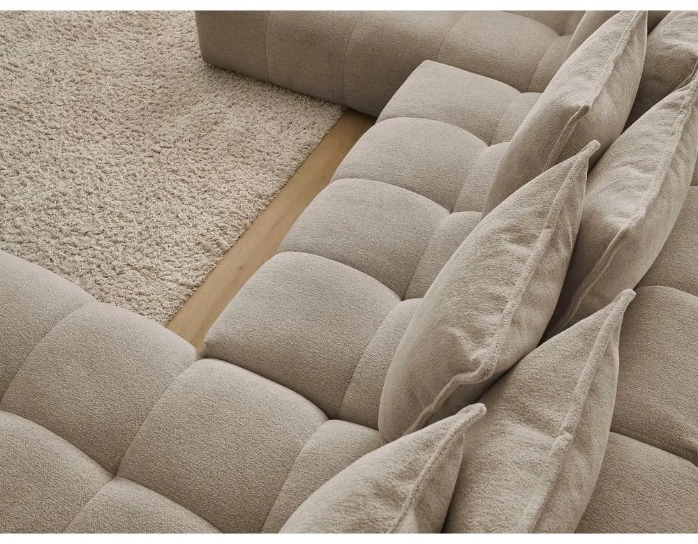 Кафяво-сив шенилов сгъваем/с място за съхранение ъглов диван (ляв ъгъл/U форма) Everest – Bobochic Paris