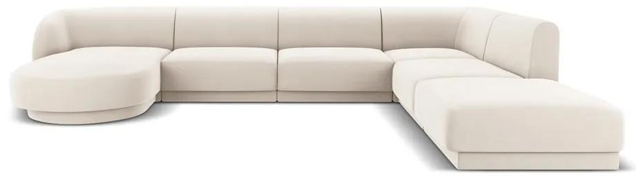 Ъглов диван от бежово кадифе (десен ъгъл) Miley - Micadoni Home