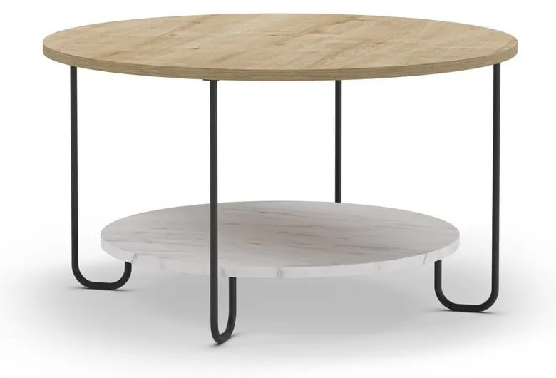 Кръгла масичка за кафе с дъбов плот в естествен цвят ø 80 cm Tonka - Marckeric